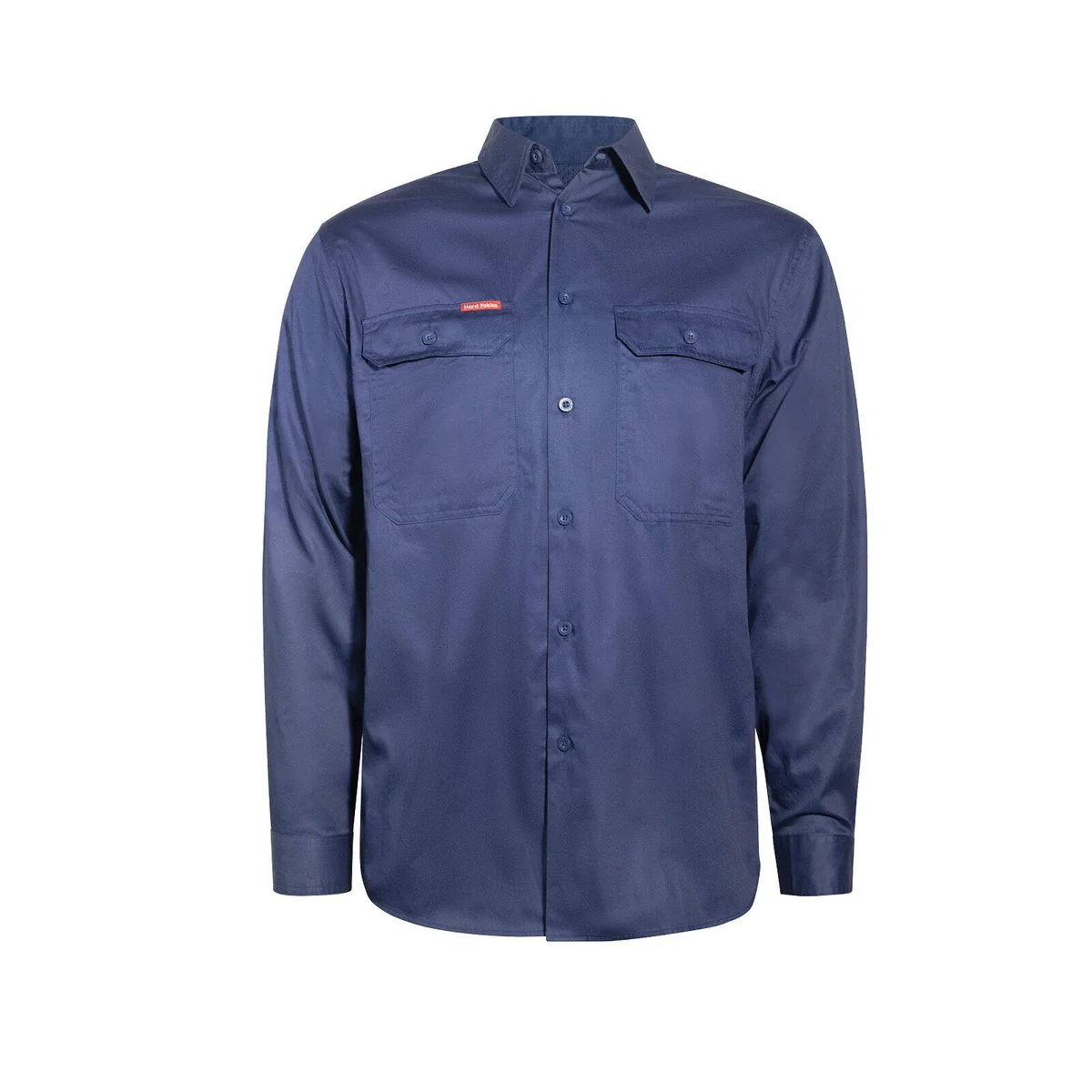 Hard Yakka Navy Core Lightweight Vented Long Sleeve Shirt Size M - Breathable Cotton - 2 Chest Pockets - Image 2
