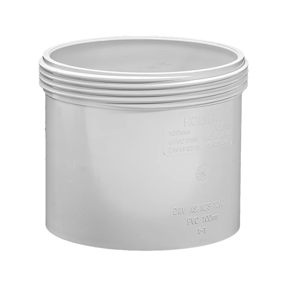 Holman 100mm PVC DWV Threaded Access Coupling - Grey - Durable - Easy Connect