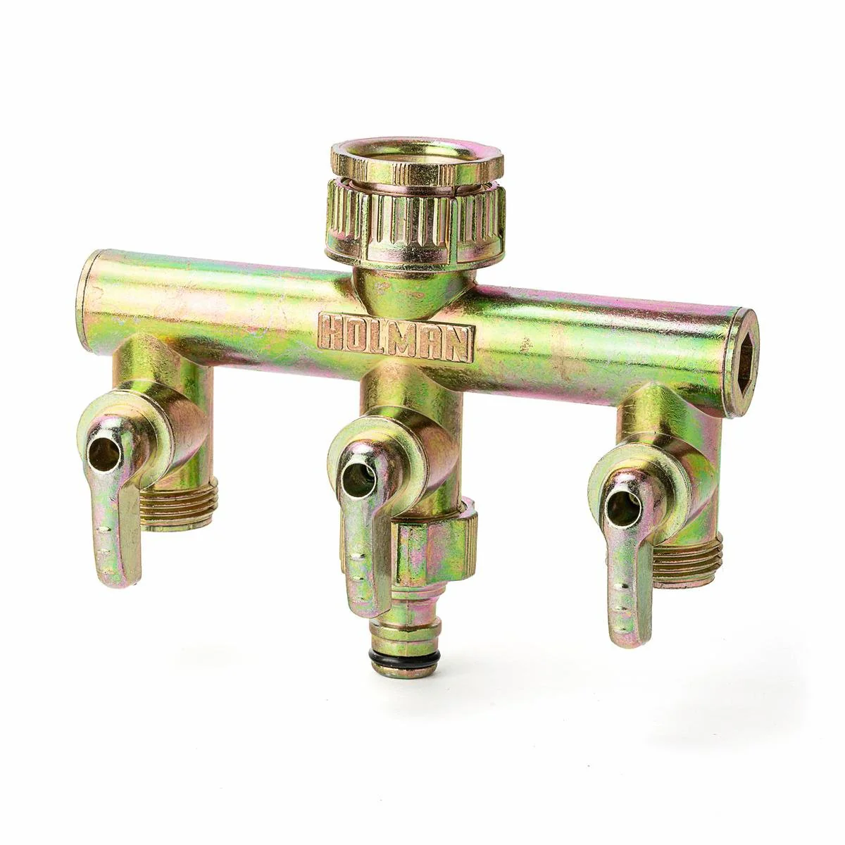 Holman 3 Way Metal Tap Outlet - 152mm x 118mm x 56mm - Gold