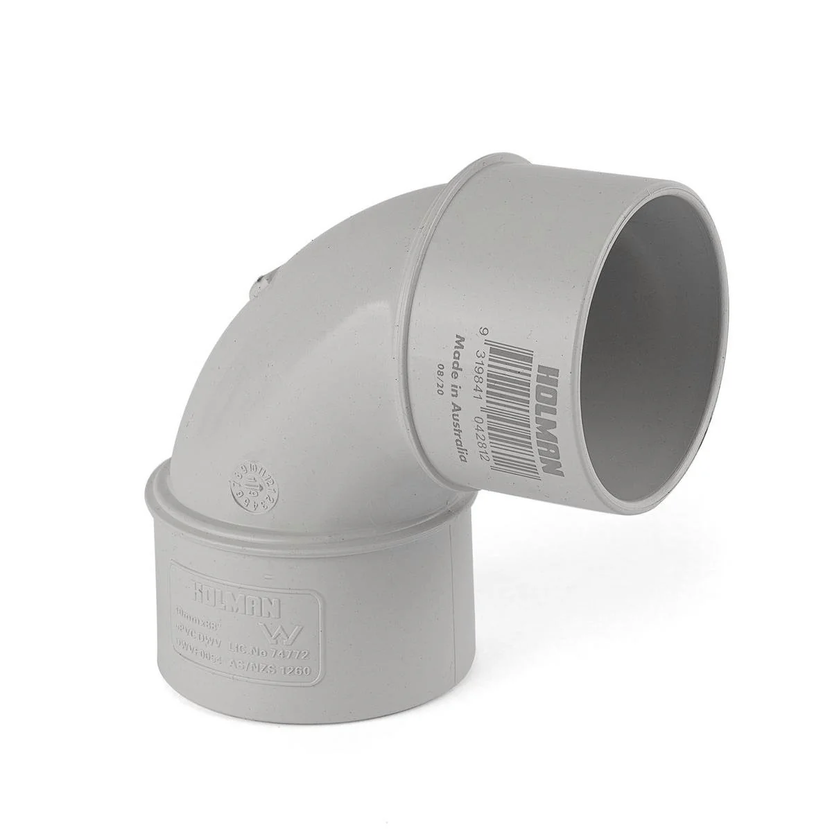 Holman 40mm PVC DWV 88° Female-Female Plain Bend - Grey - Durable