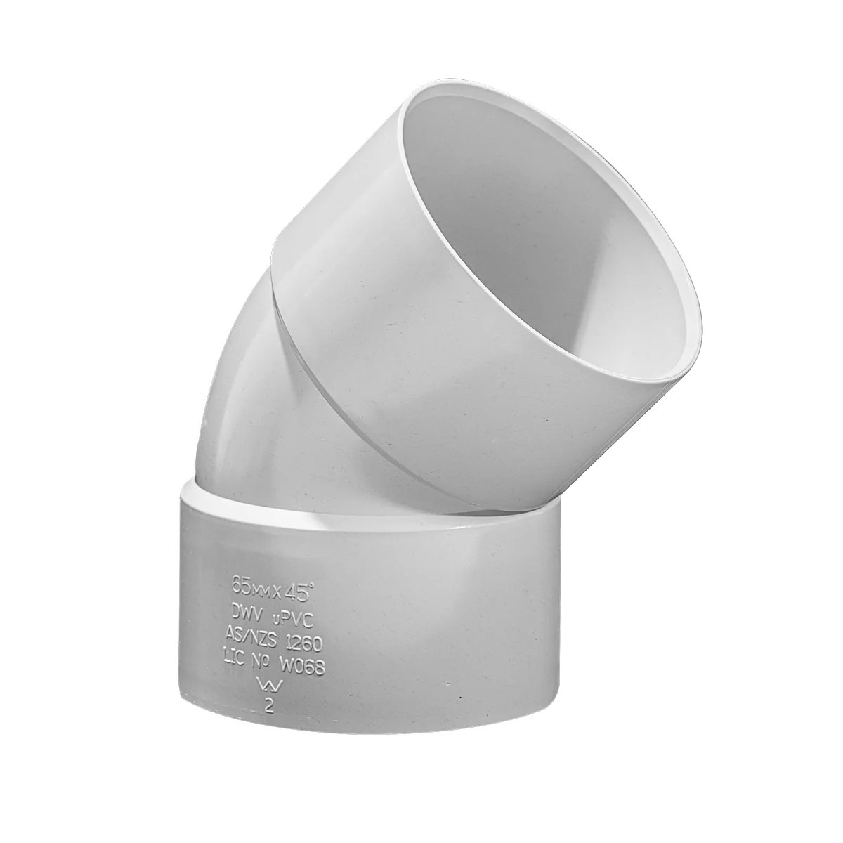Holman 65mm PVC DWV Bend Female-Female 45 Degree Grey Durable