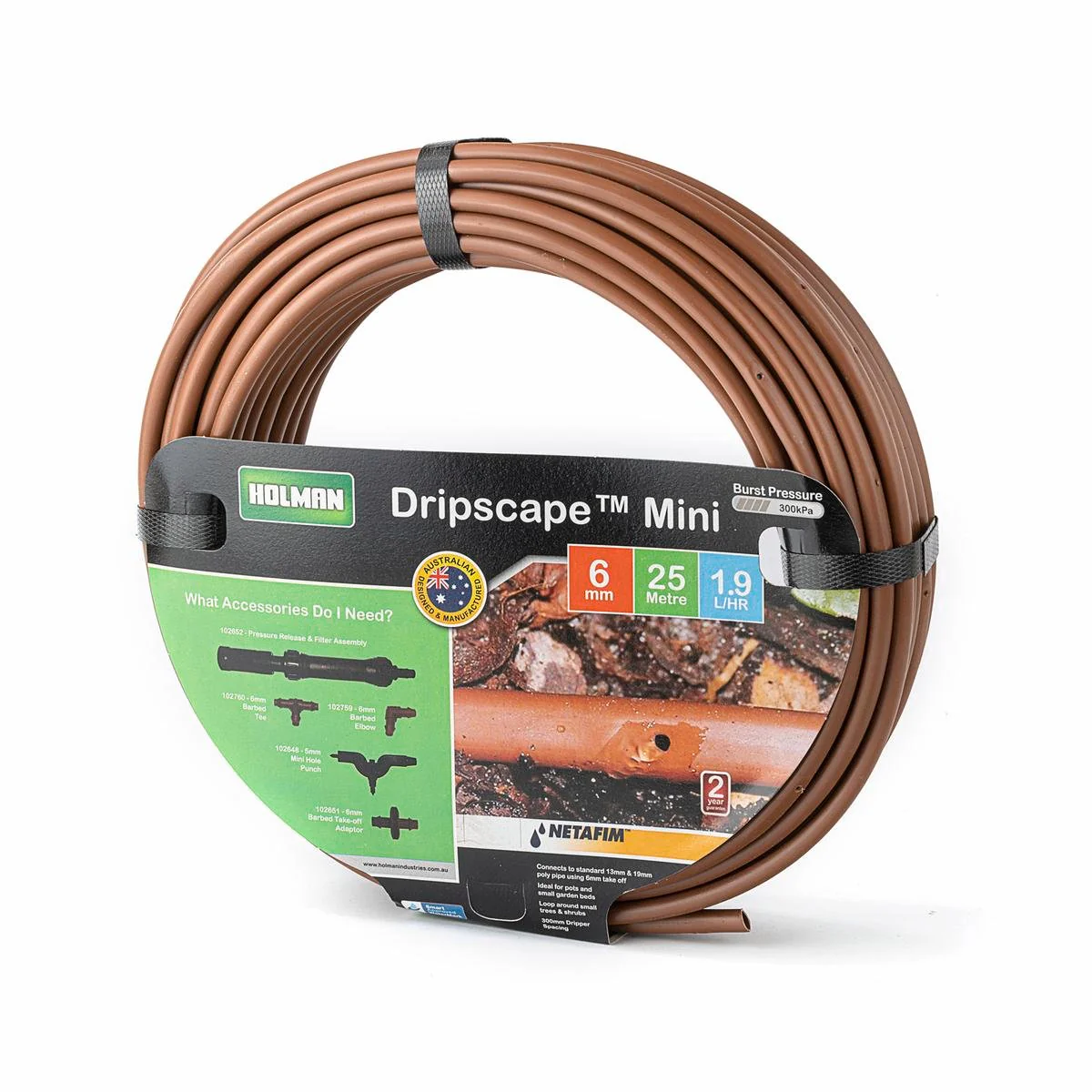 Holman 6mm Miniscape Drip Tube 25m Plastic Reduces Evaporation
