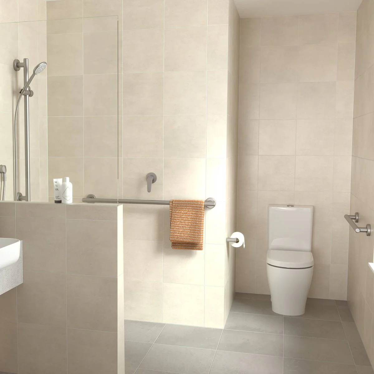 Homecare By Caroma 600mm Straight Grab Rail - Brushed Nickel - 110kg Capacity - Image 5