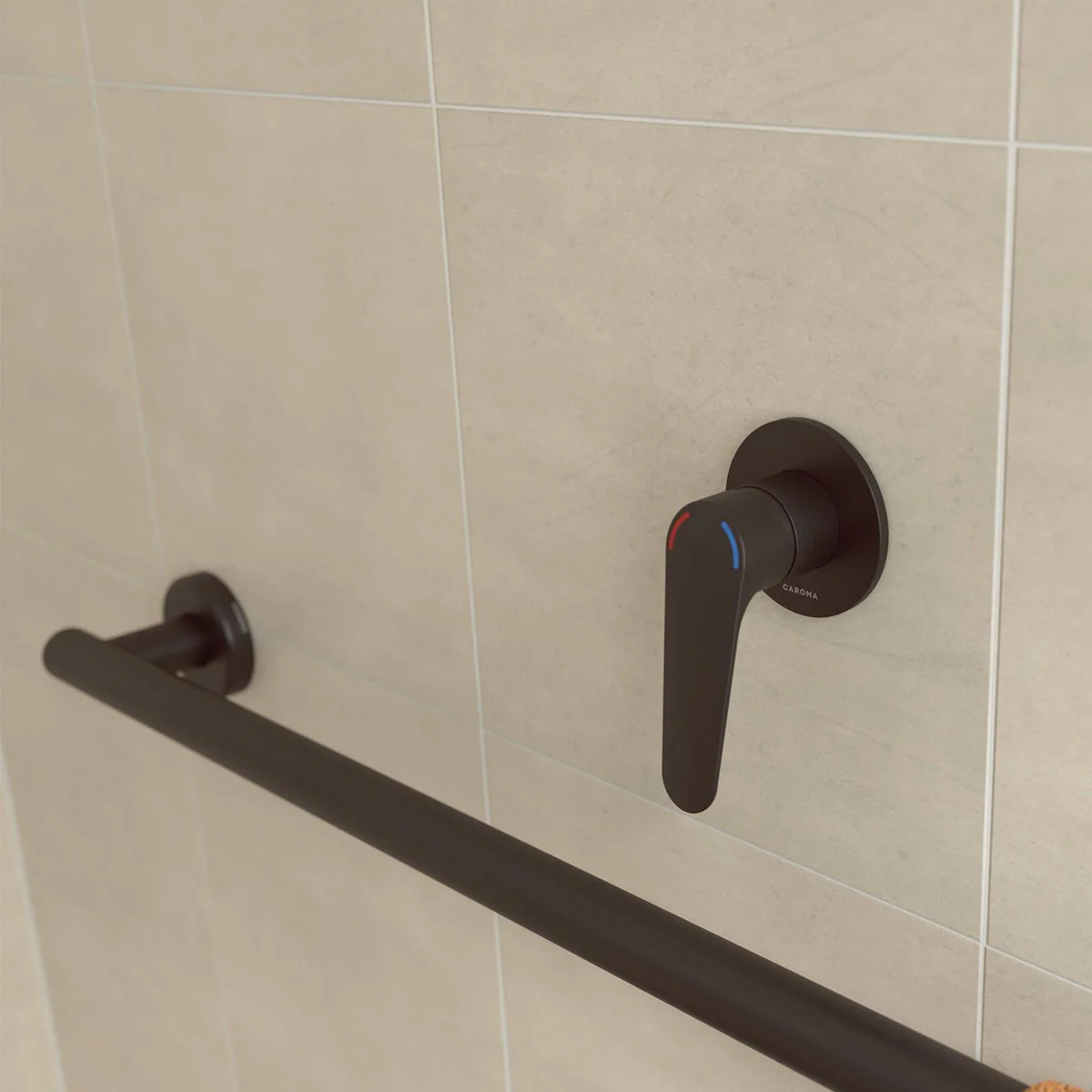 Homecare By Caroma Bath Shower Mixer - Black Matte - 80mm x 120mm - Ergonomic - Image 3