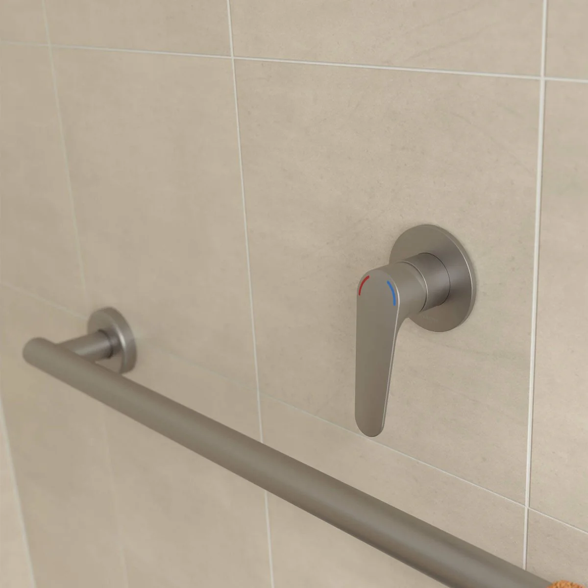 Homecare By Caroma Bath Shower Mixer - Brushed Nickel - 80mm x 120mm - Ergonomic Design - Image 3