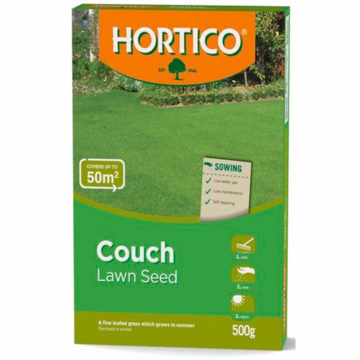 Hortico Couch Lawn Seed 500g Low Water Use Self-Repairing Grass