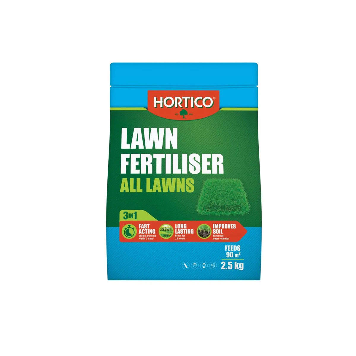 Hortico Lawn Fertiliser 2.5kg Granular Fast Greening Long Lasting