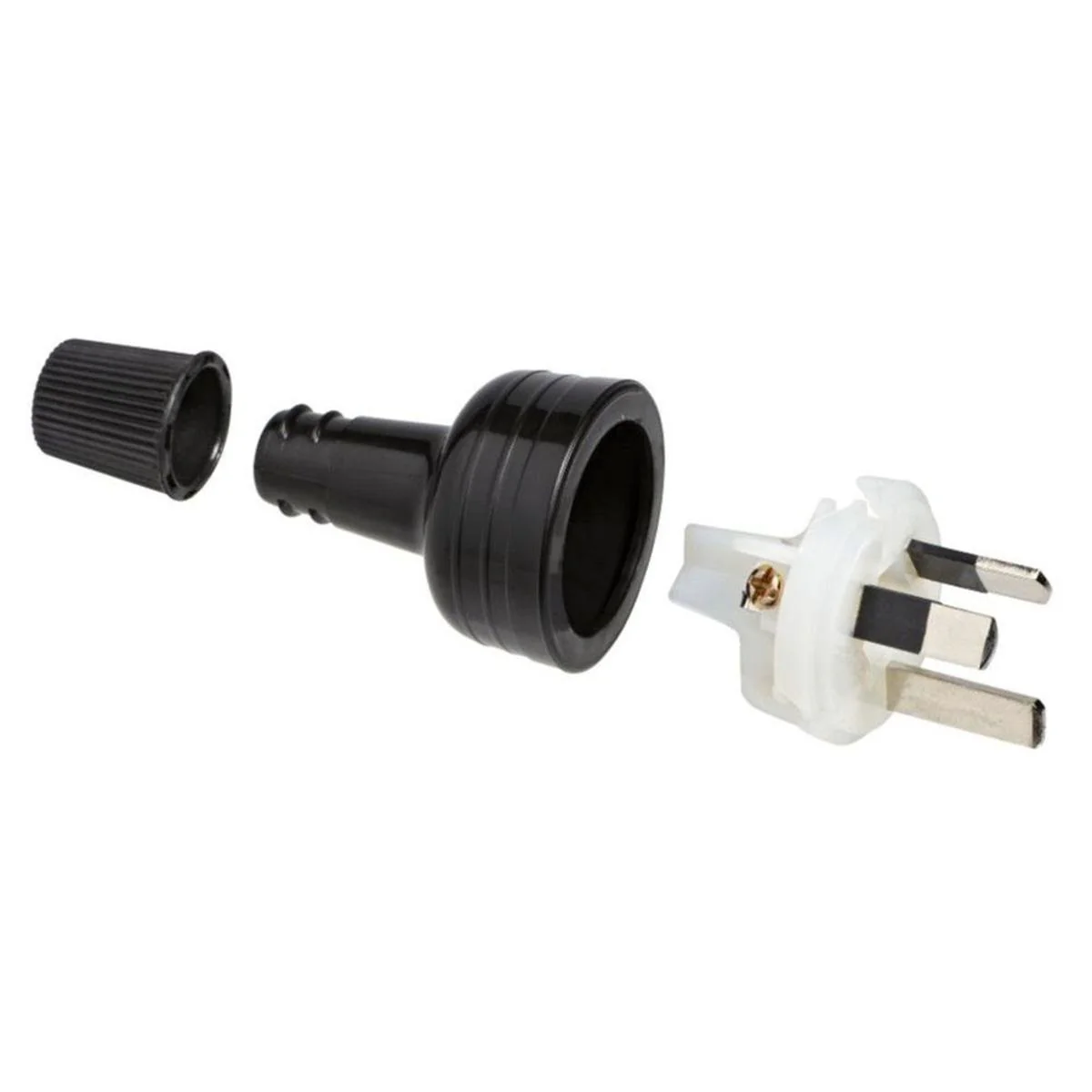 HPM 10A Plug Top Rear Entry - Black - 3 Pin Flat Connector - Durable PVC