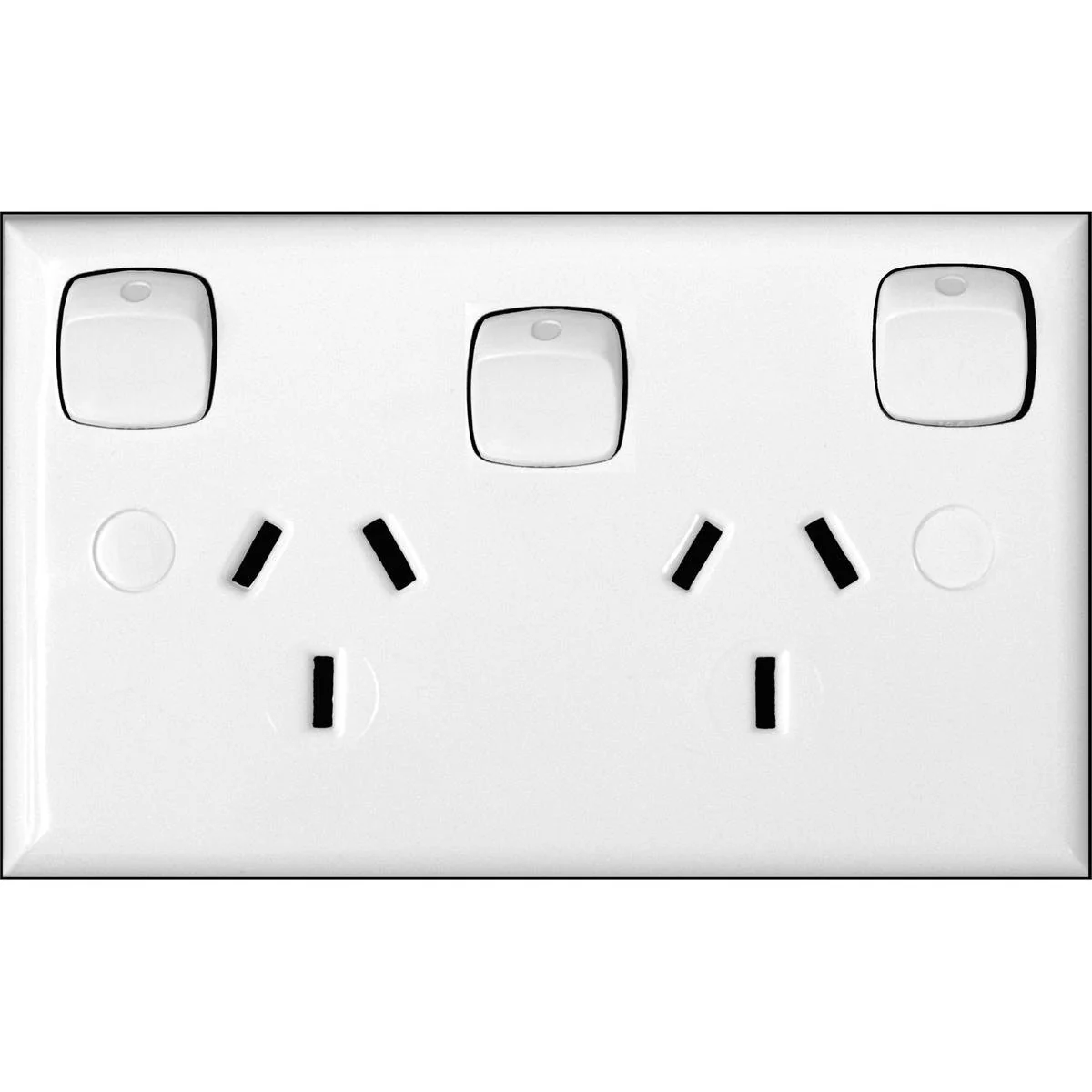 HPM Double Powerpoint 10A White Plastic 114mm x 70mm Extra Switch