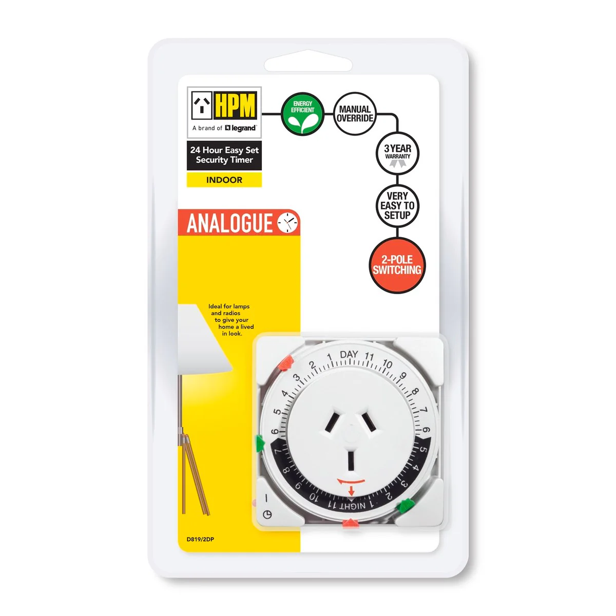 Hpm Easy Set Timer - 24HR - Plastic - Programmable - 1 Outlet - Image 2