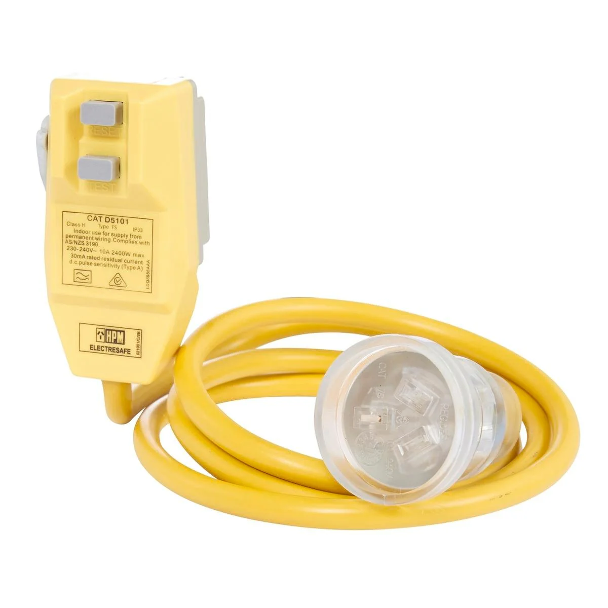 HPM Extension Lead - 1.6m - PVC - Inbuilt RCD Safety Switch