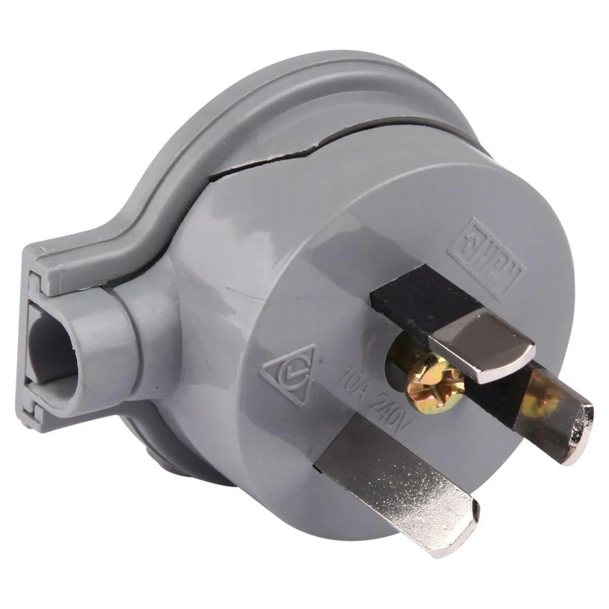 HPM Grey 10A Top Side Entry Plug - PVC - Low Profile Design - Easy Grip