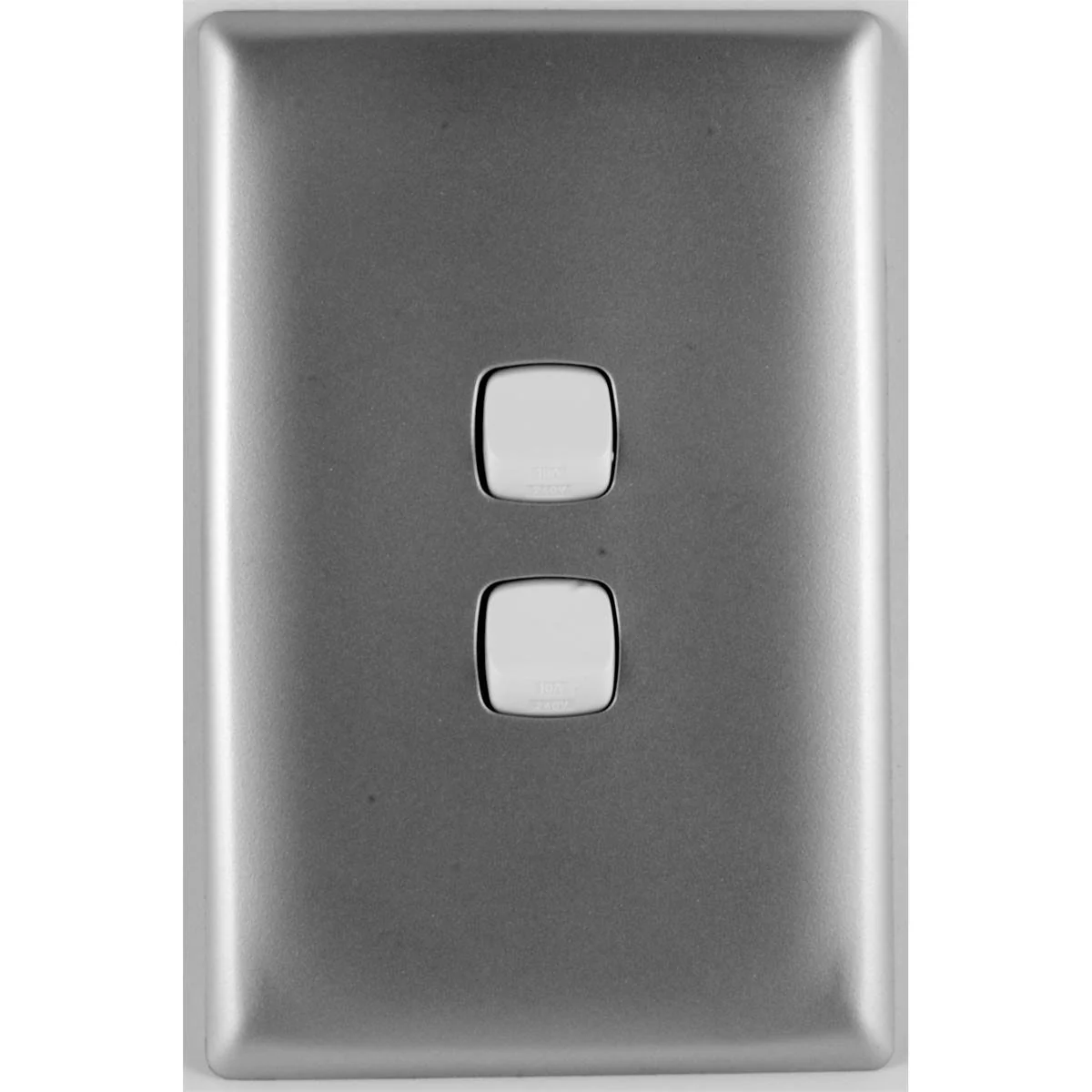 HPM Linea 2 Gang Wall Switch - 82mm x 127mm - Matt Silver - Slim Profile