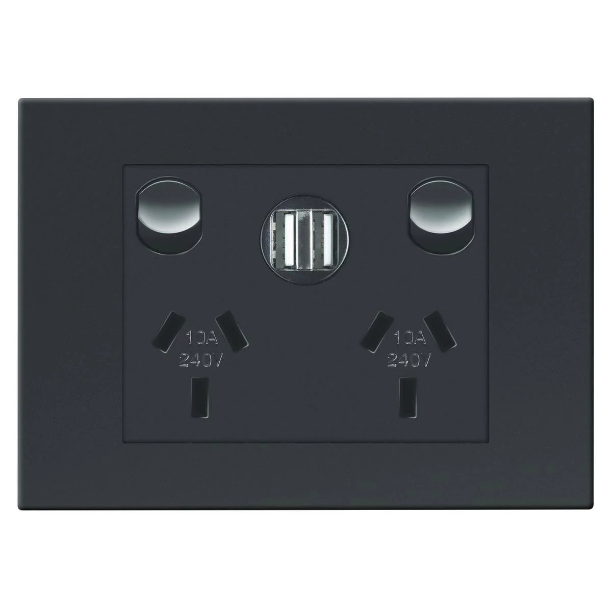 HPM Vivo Double Powerpoint with 2 USB Ports 118mm x 85mm Grey