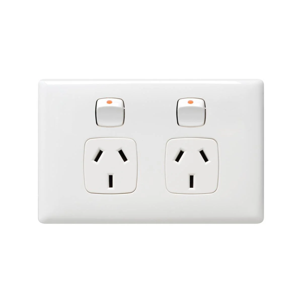 HPM White Double Powerpoint 82mm ABS Plastic Low Profile Design