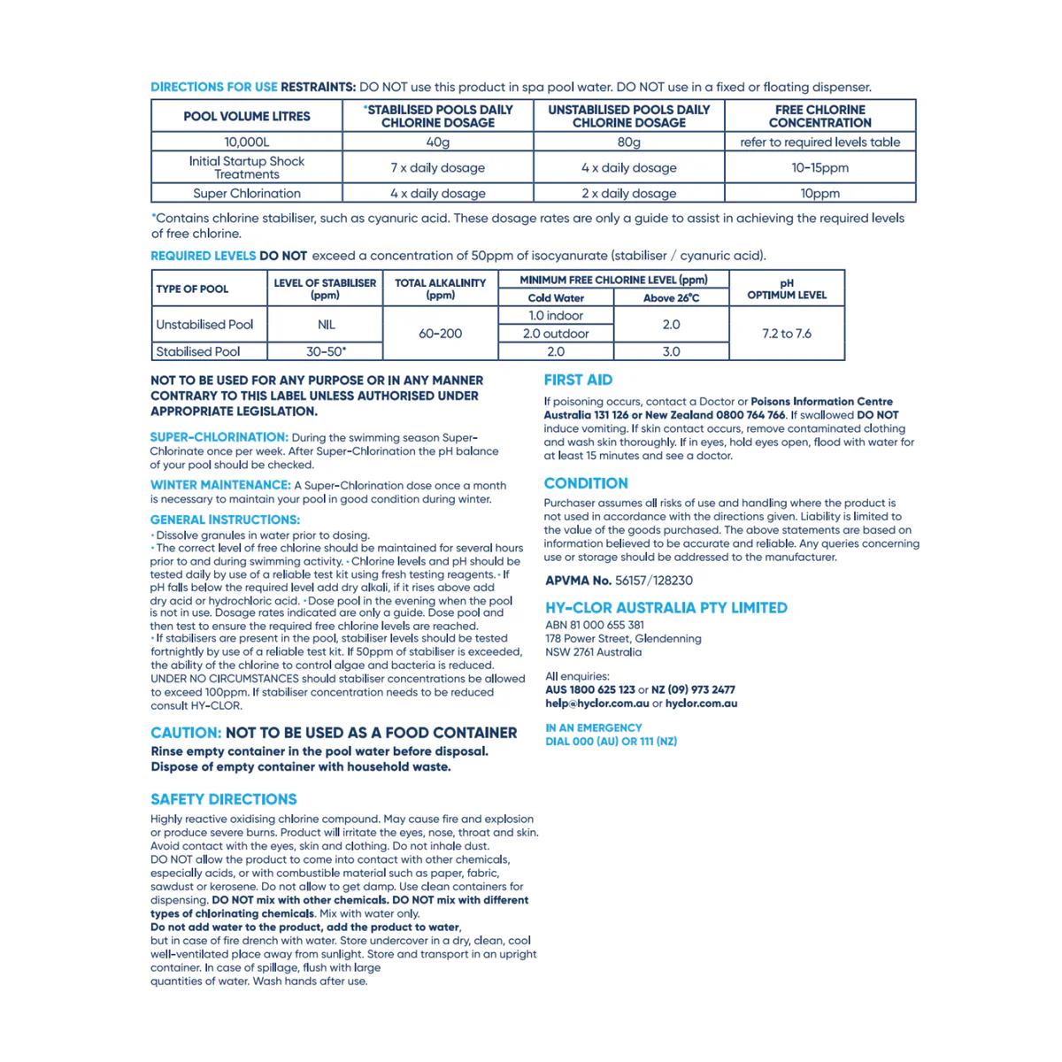Hy Clor Granular Pool Chlorine - 2kg - Calcium Hypochlorite - Algae Control - Image 3