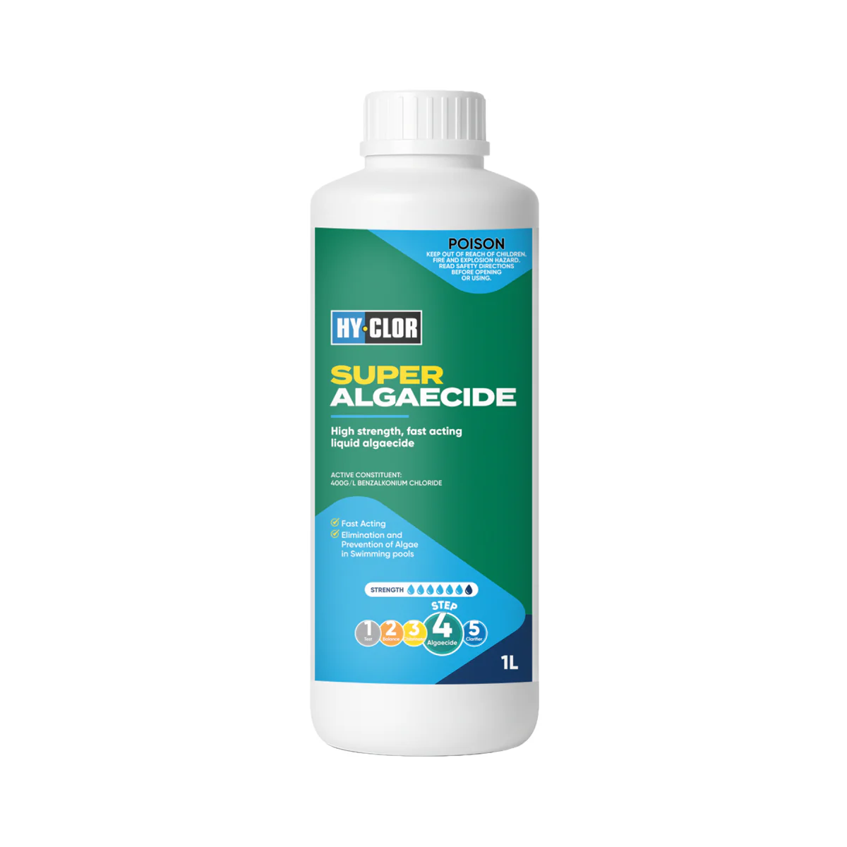 Hy Clor Super Algaecide 1L Liquid Concentrate Fast Acting Solution