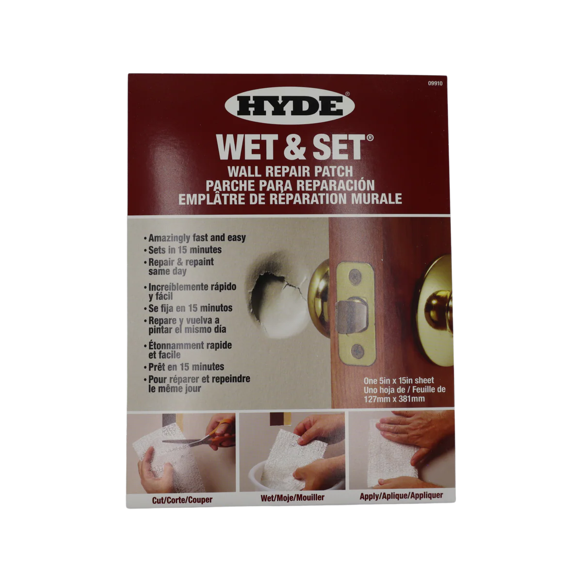 Hyde Wet and Set Plaster Repair Patch - 127 x 381mm - Cotton Fiber - Quick Set