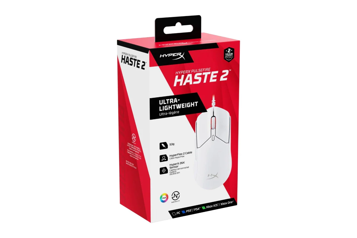 HyperX Pulsefire Haste 2 Wired Gaming Mouse - Ultra-Lightweight White - Image 9