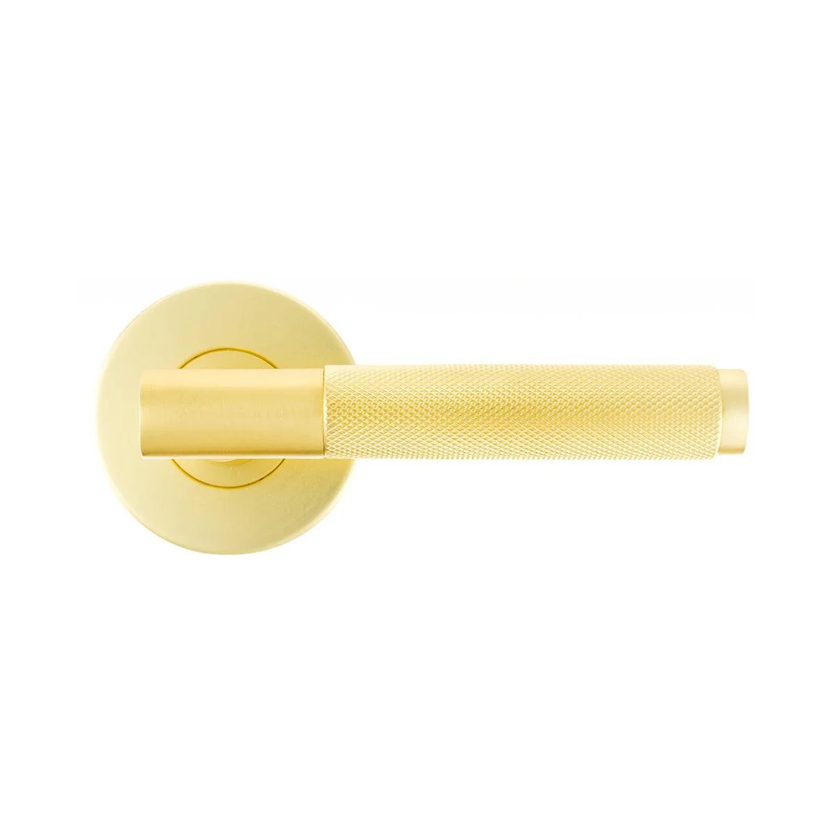 Ikonic Brushed Brass Knurled Passage Lever Set - 1 Pack - 1125mm x 65mm - Adjustable Latch
