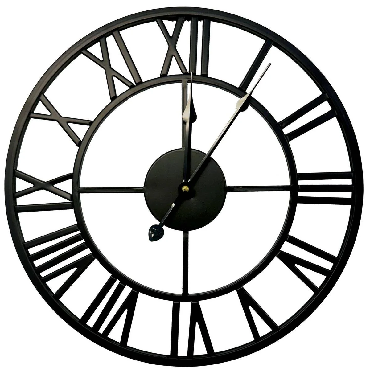 Infinity 40cm Classic Black Metal Wall Clock - Quartz Movement - Indoor/Outdoor Use - Roman Numerals