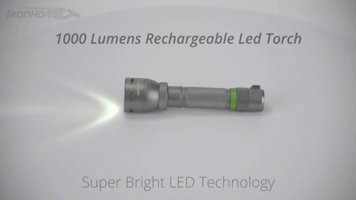 Ironhorse Rechargeable Torch - 1000 Lumen - Aluminium - Waterproof - Image 2