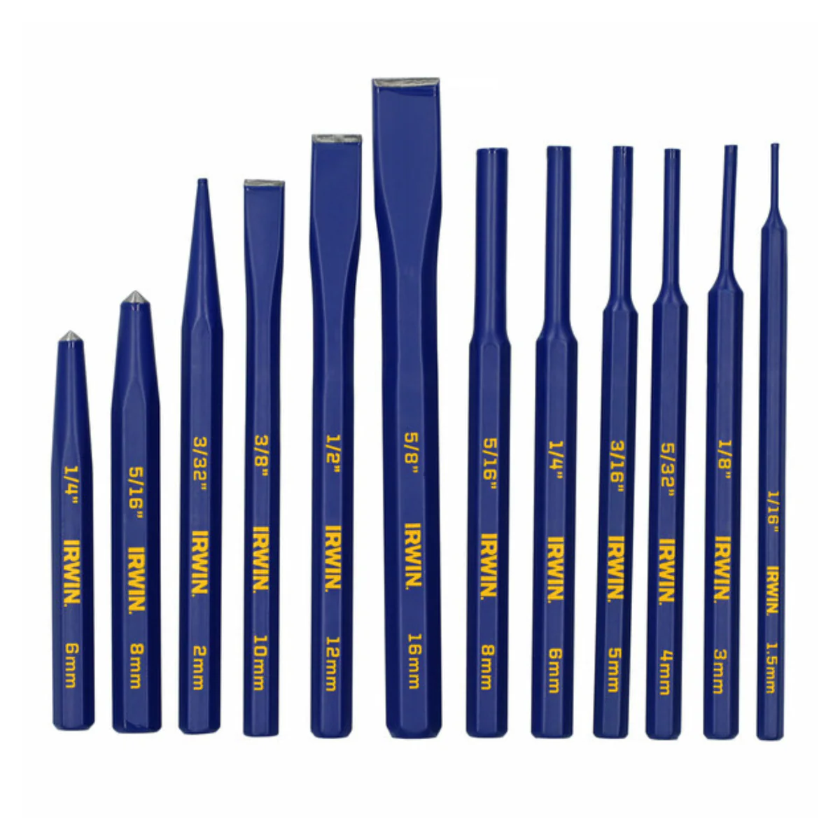 Irwin 12 Piece Cold Chisel and Punch Set - Forged Steel - 160mm x 231mm