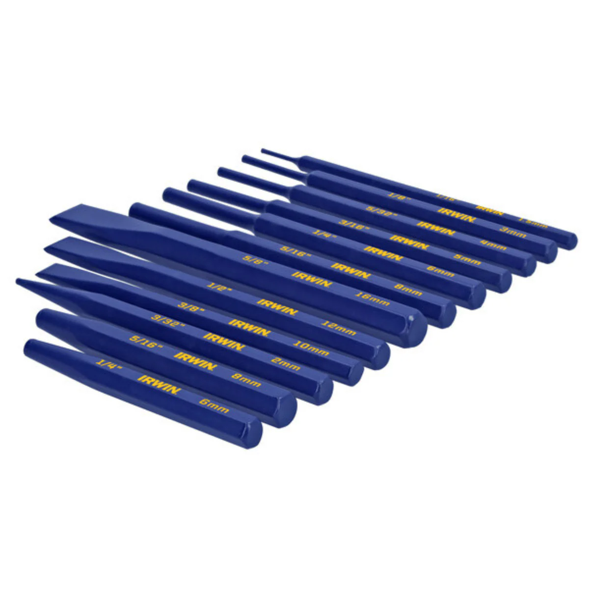 Irwin 12 Piece Cold Chisel and Punch Set - Forged Steel - 160mm x 231mm - Image 2
