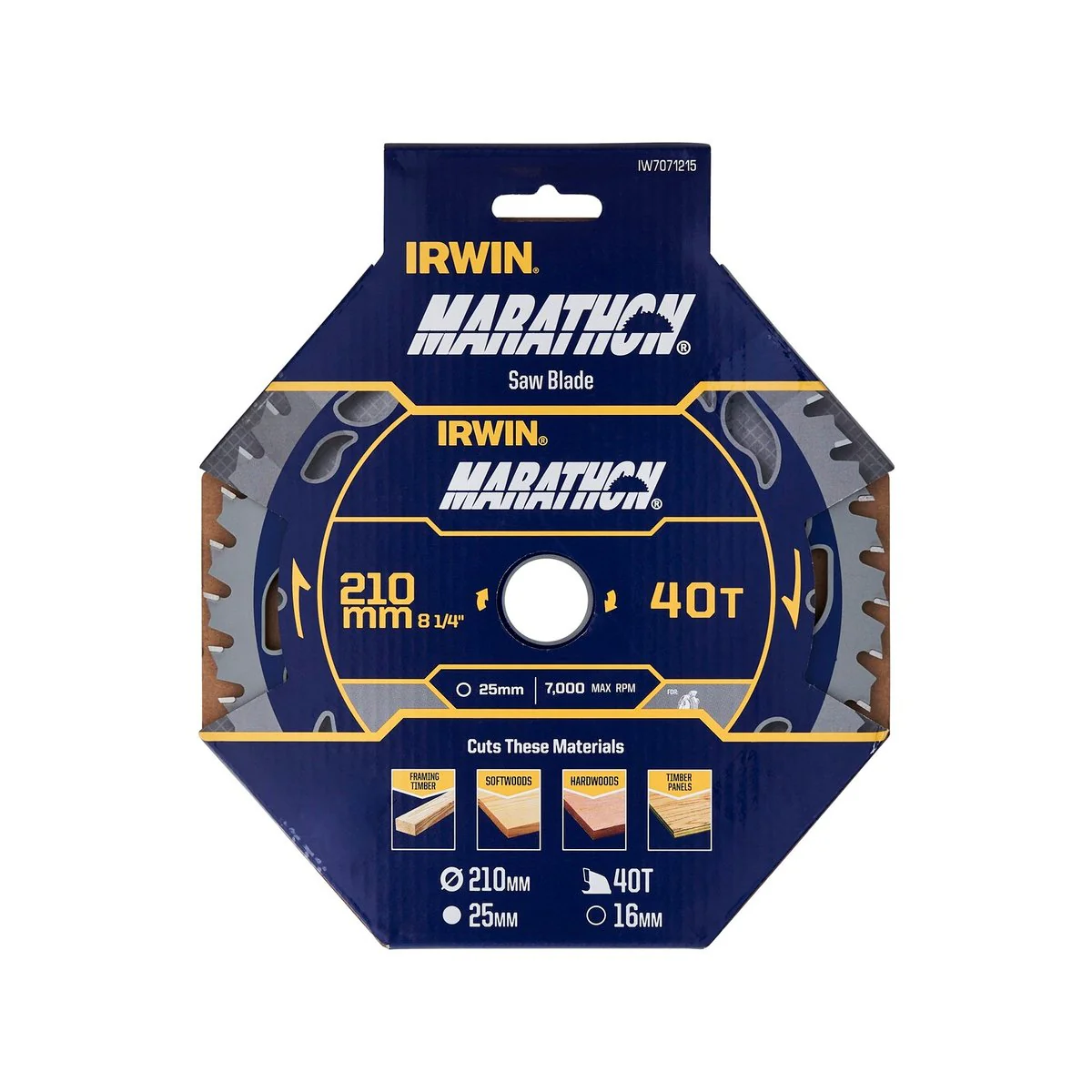 Irwin 210mm 40t Marathon Circular Saw Blade - Tungsten Carbide - Durable - Image 2