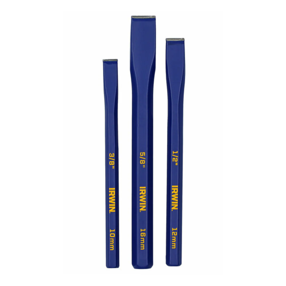 Irwin 3 Piece Cold Chisel Set - Forged Steel - 68mm x 24mm x 230mm - Rust Resistant