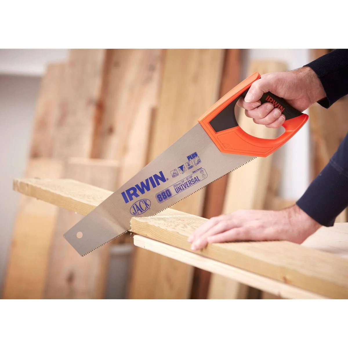 Irwin 350mm Handsaw - C75 Steel Blade - Ergonomic Handle - Fast Cutting - Image 2