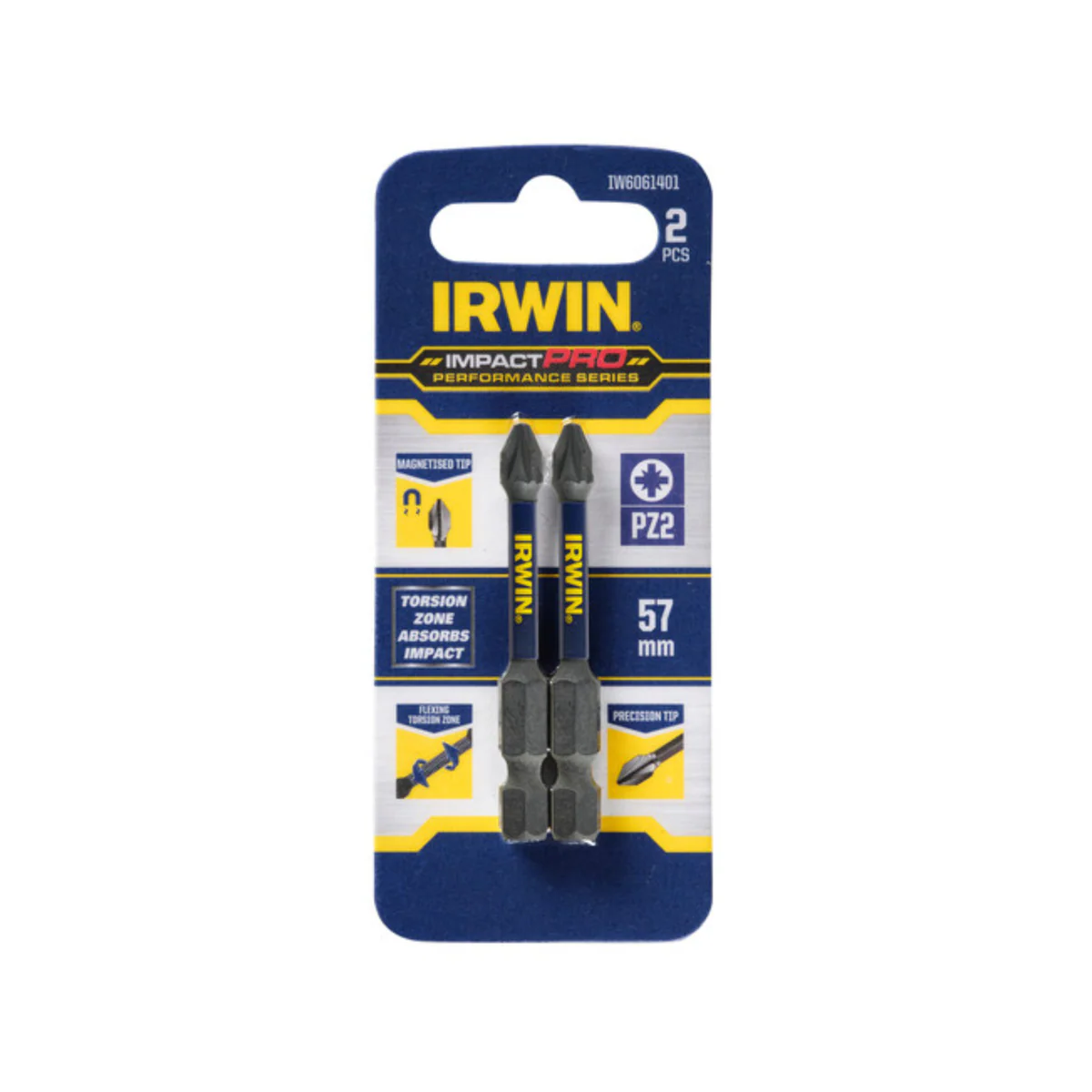 Irwin Impact Pro Performance Bits - 57mm - 2 Pack - Magnetised Tips