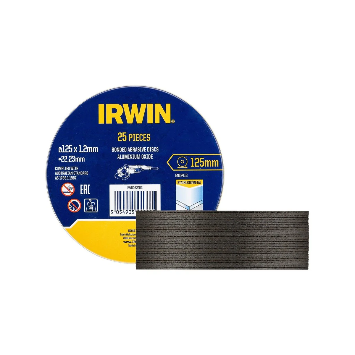 Irwin Metal Cut Off Disc 125mm - 25 Pack - Aluminium Oxide - 2mm - Image 2
