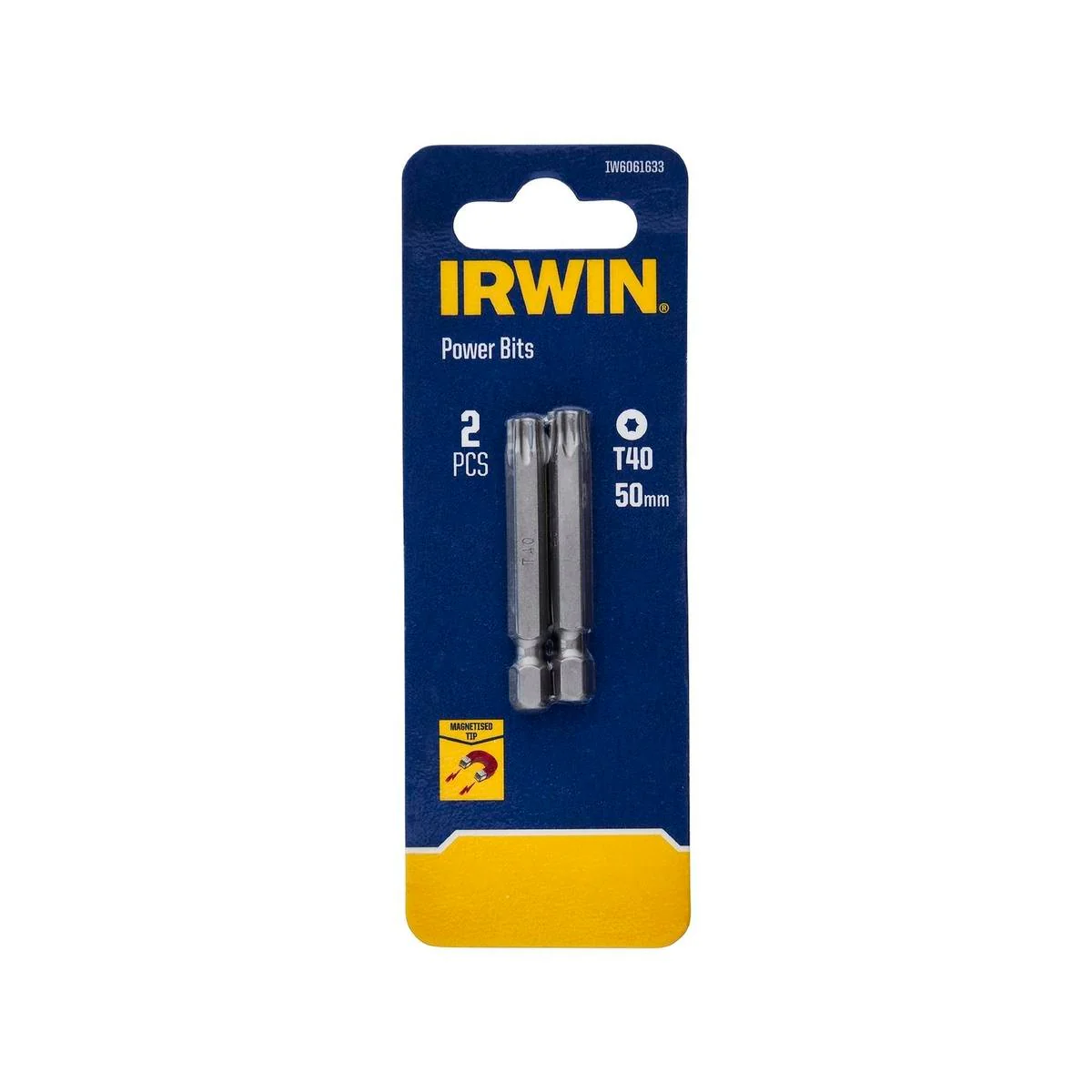 Irwin Power Bits 50mm TX40 - 2 Pack - Durable S2 Alloy Steel - Magnetised Tips