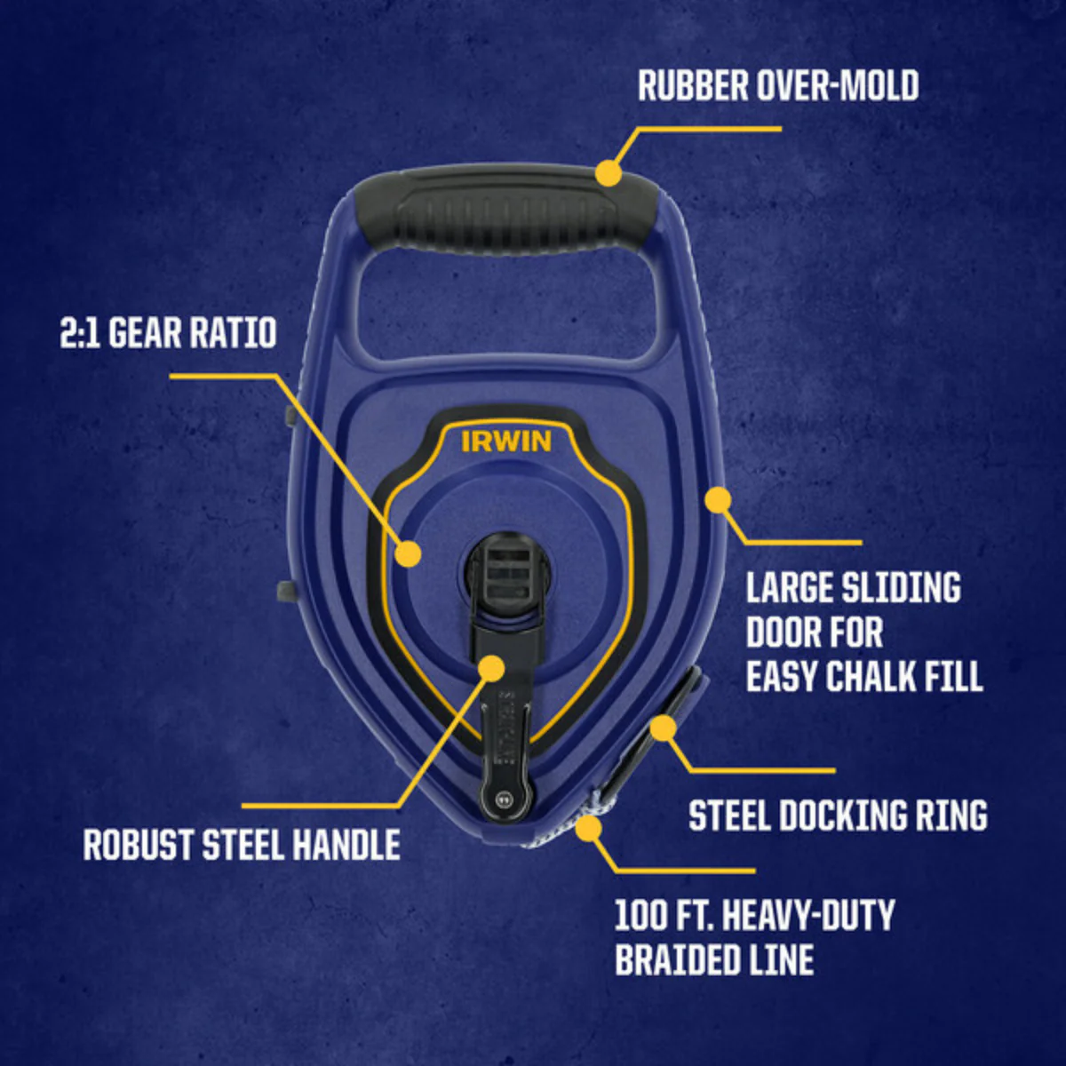 Irwin Strait Line Pro Chalk Reel - 130mm x 220mm - Heavy-Duty Braided Line - Image 5