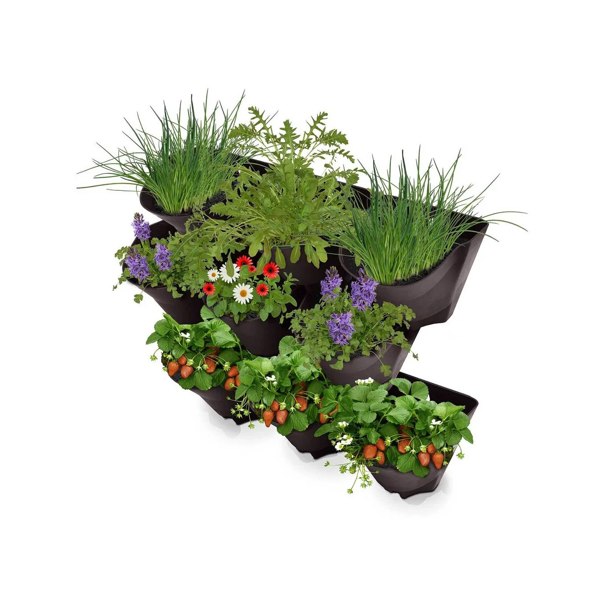 Jack Garden Up Wall Stacker - 3 Pot - Charcoal - Modular Design - Image 2