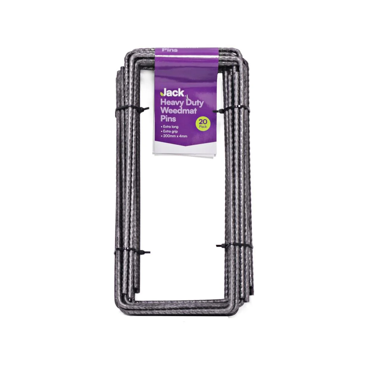 Jack Heavy Duty Weedmat Pins 20 Pack - 200 x 90 x 4mm - Galvanised Steel