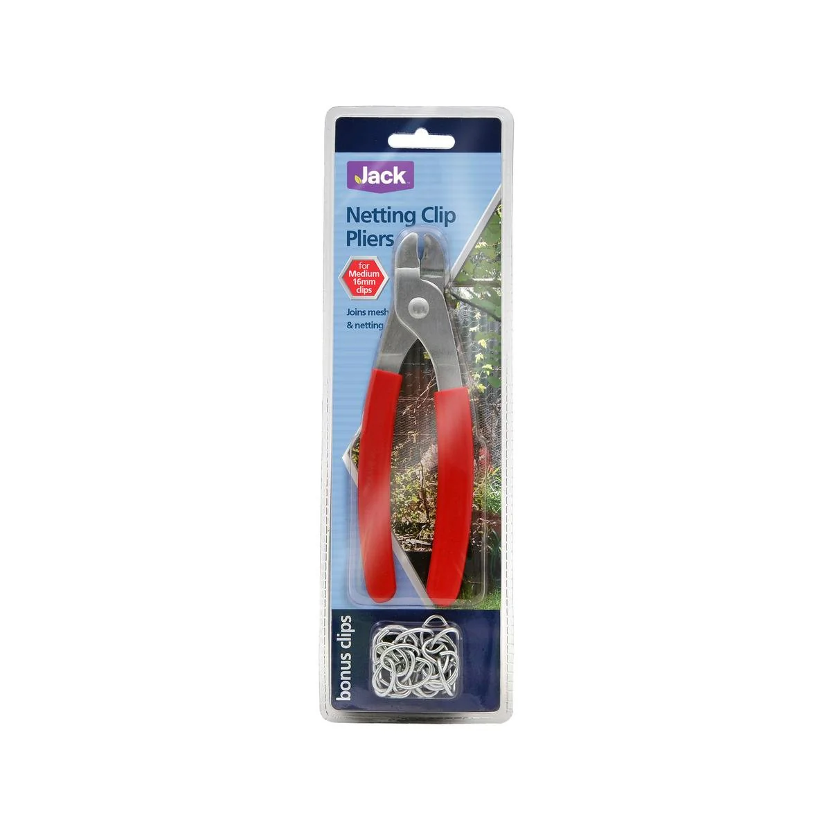 Jack Red Netting Clip Pliers - Steel Rubber - Easy Grip - Bonus Clips