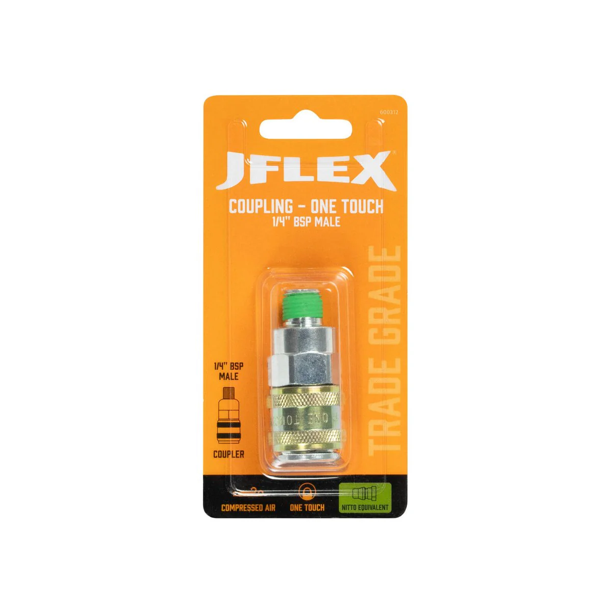 Jflex 1/4 BSP Male Coupling - Nitto Equivalent - 22mm x 58mm - High Flow - Image 2