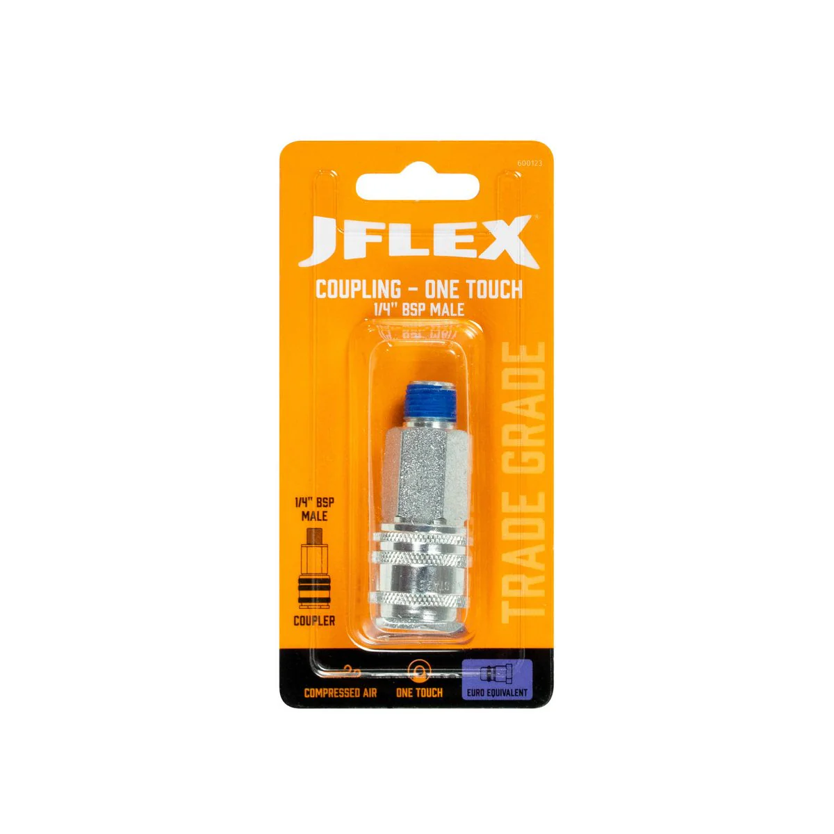 Jflex 1/4 BSP Male Euro Style Coupling - CEJN Equivalent - 20mm x 55mm - High Airflow - Image 2