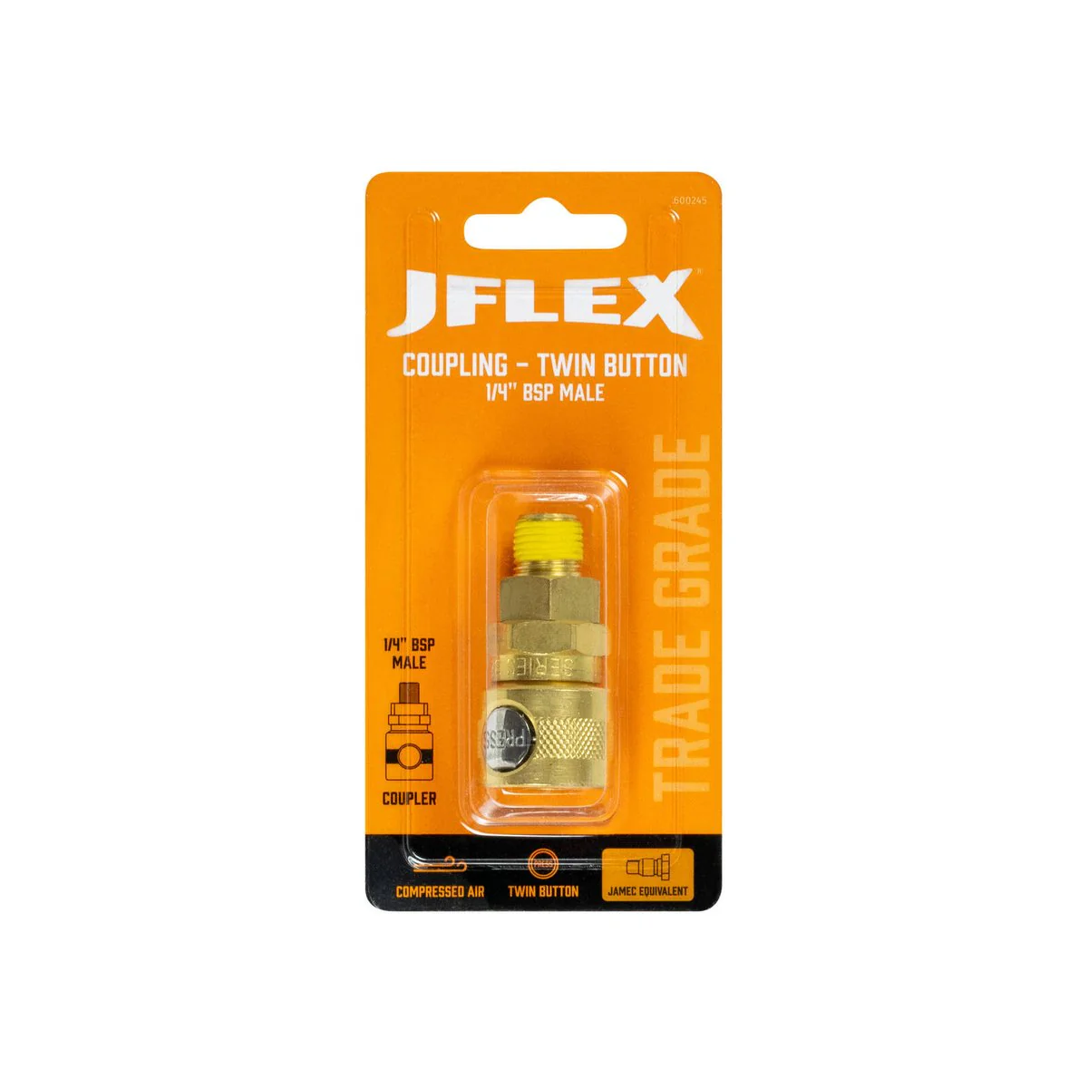 Jflex 1/4" BSP Male Twin Coupling - Durable Brass - Secure Air Hose Connection - Image 2