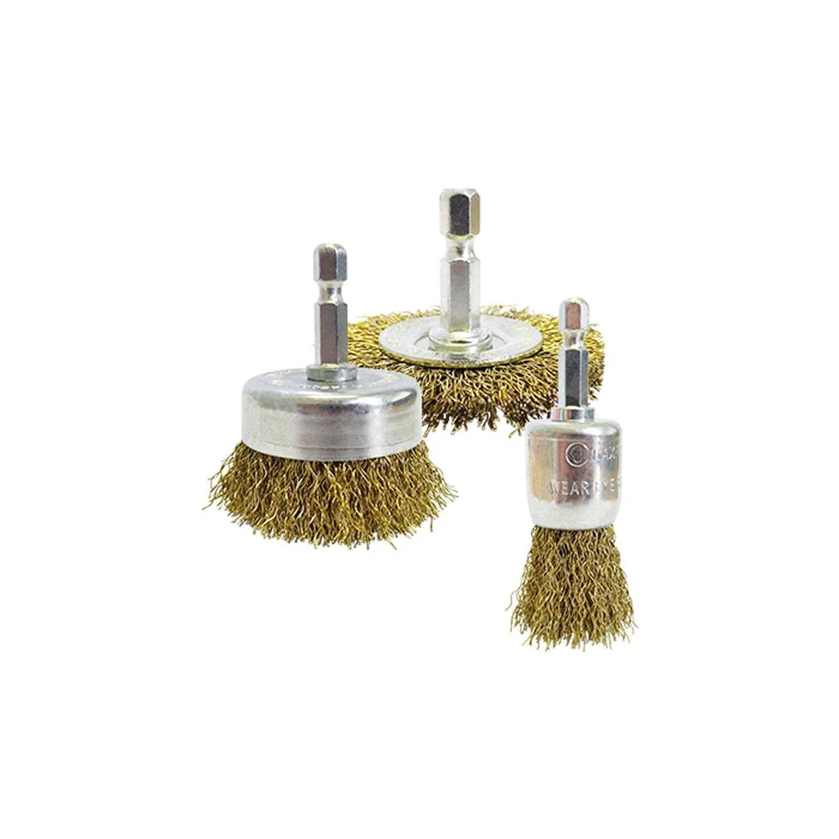 Josco 3 Piece Drill Brush Kit - 205mm x 185mm x 45mm - Brass Coated Steel