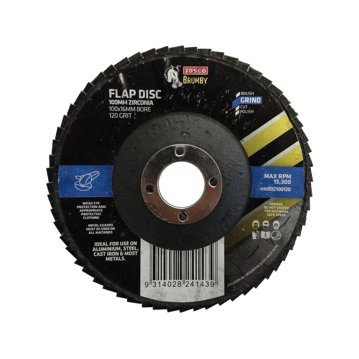 Josco Abrasive Flap Disc - 100mm - Zirconia - Extra Fine 120 Grit - Image 2