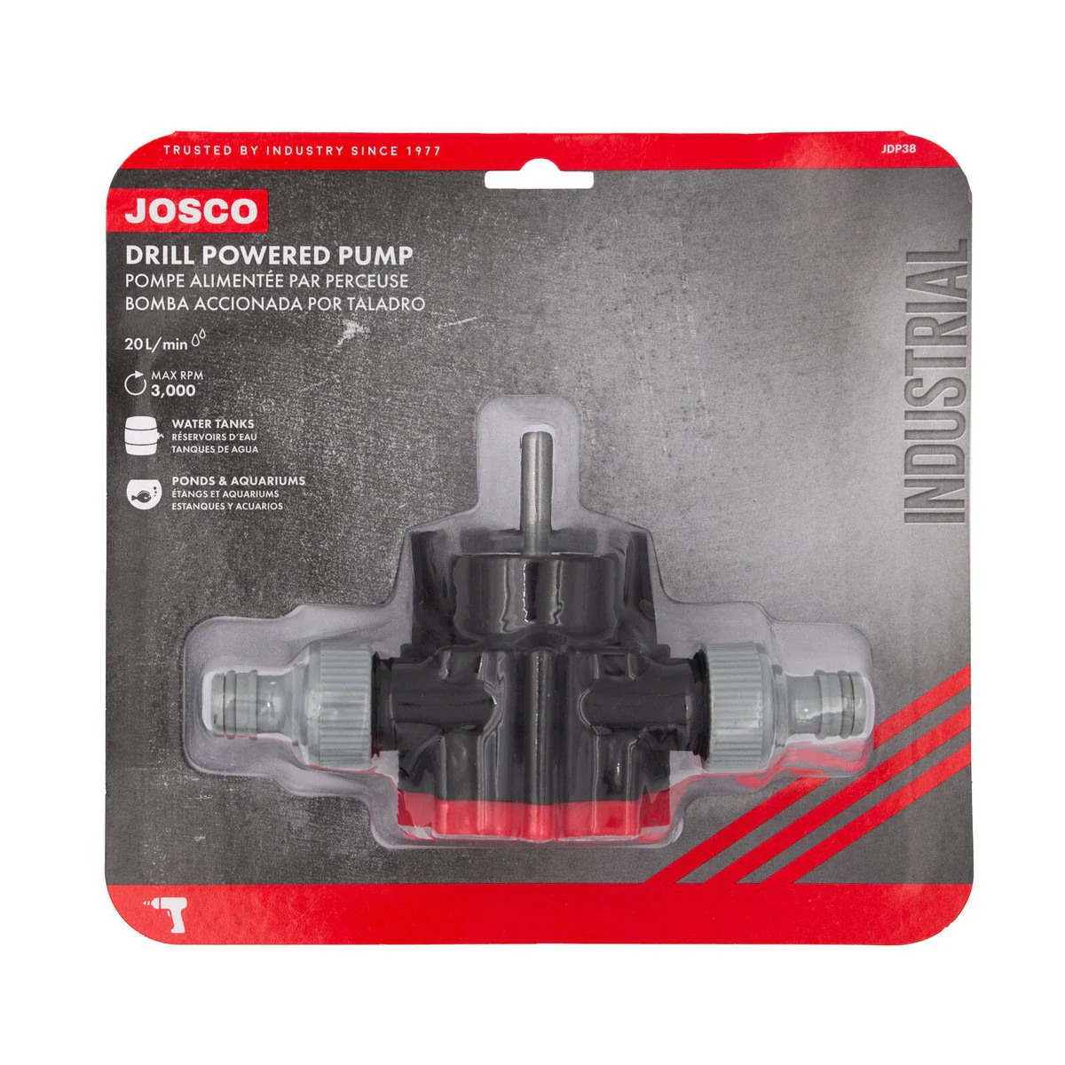 Josco Drill Powered Pump - 20L/min Water Transfer - Self-Priming - JDP38 - Image 3