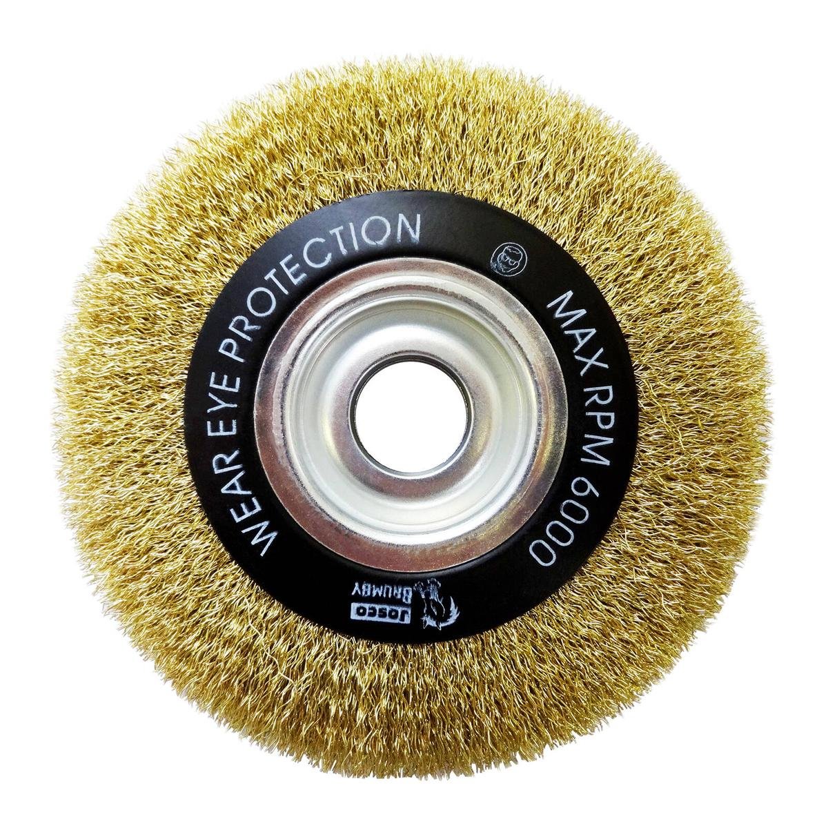Josco Wire Wheel Brush 150 x 19mm Brass Coated Steel Deburring Tool