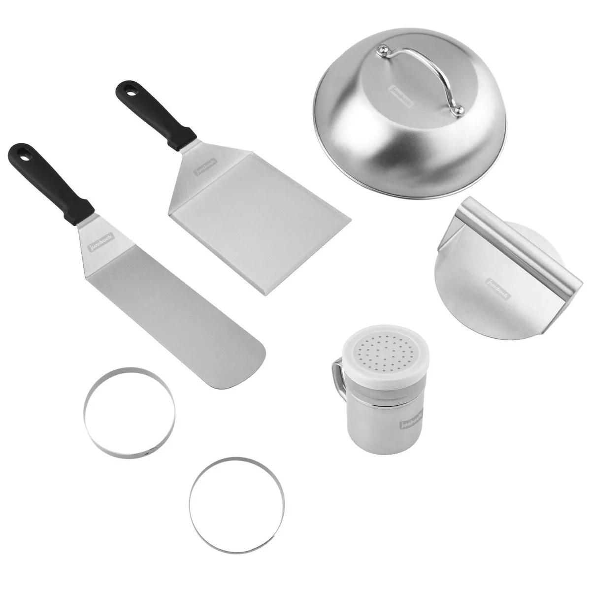 Jumbuck 7 Piece BBQ Burger Kit - Stainless Steel Tools - 336mm x 79mm x 234mm