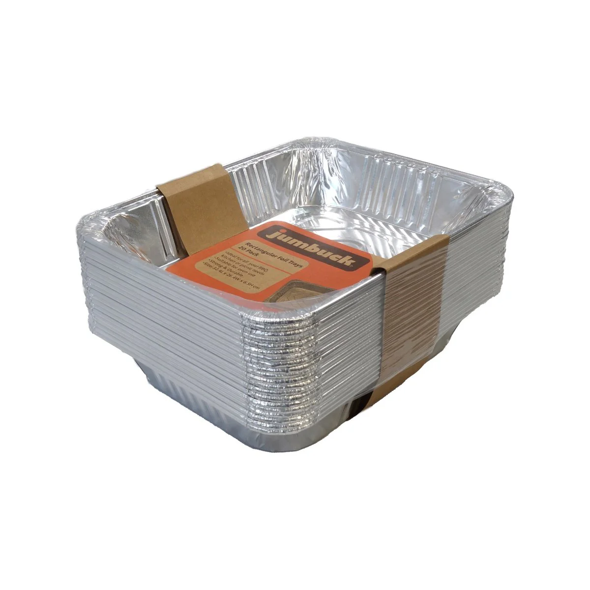Jumbuck Rectangular Foil Trays - 20 Pack Aluminium 263mm Durable