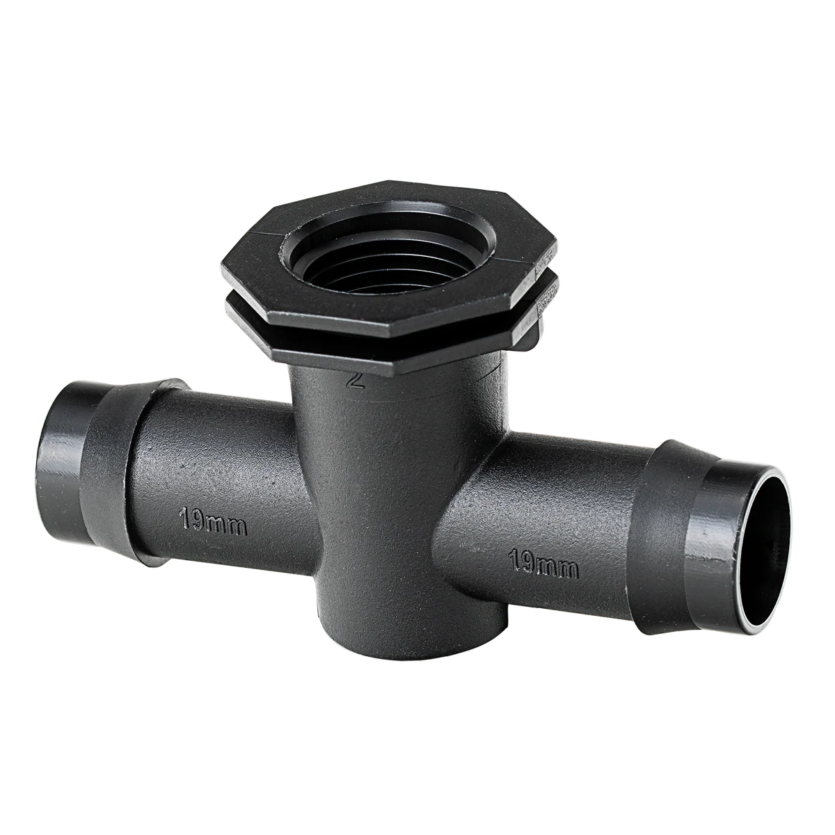 K Rain 19mm Barbed Tee 15mm Bsp Female - 10 Pack - Black - KT1912F