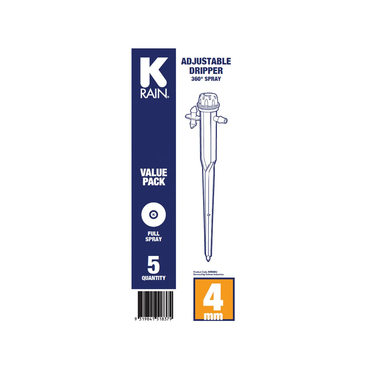 K Rain 360 Adjustable Dripper Spray - 5 Pack - 4mm Emitter - Black - 110mm x 15mm x 280mm - Image 5