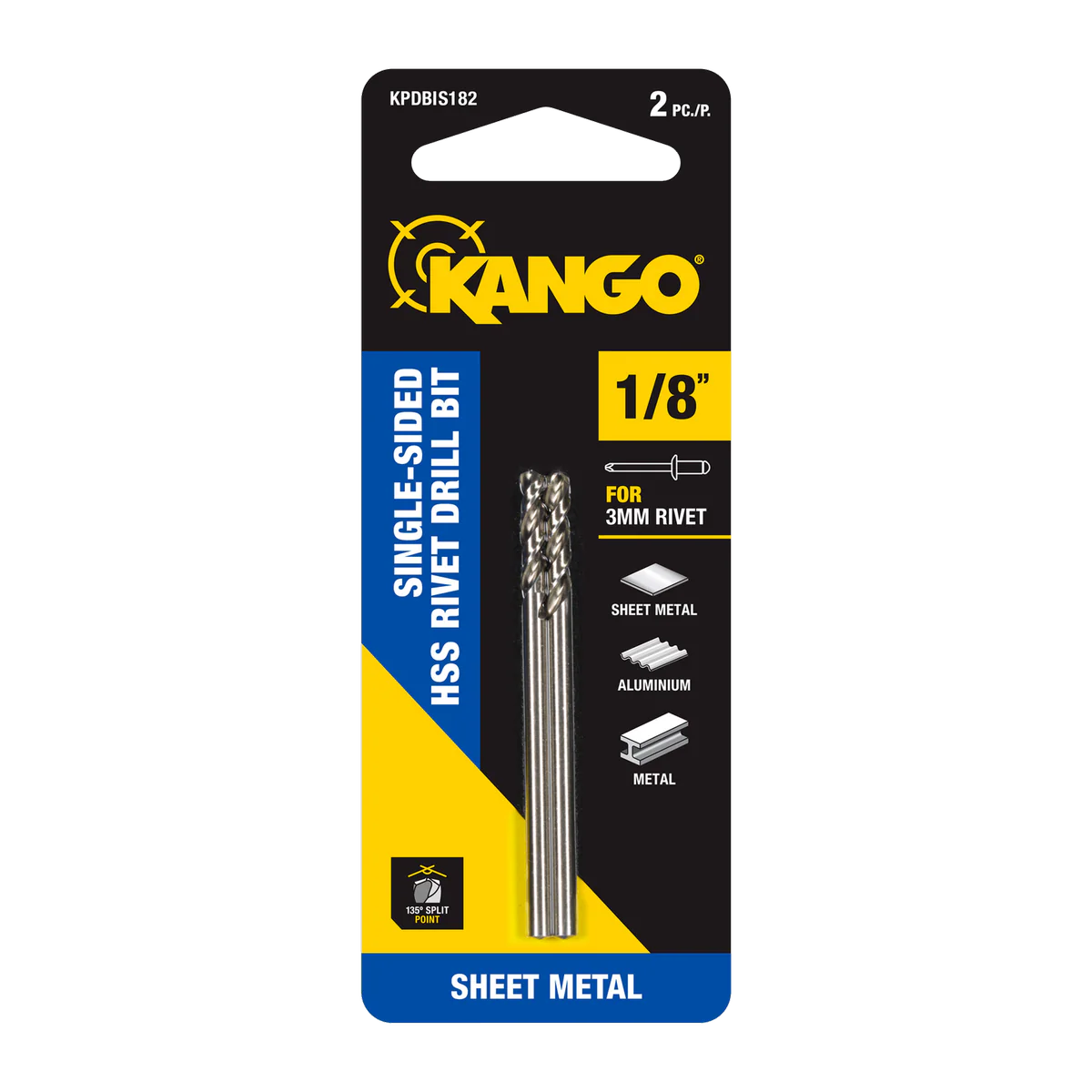 Kango 1/8” HSS Single-Sided Rivet Drill Bit 2 Pack - Precision Drilling